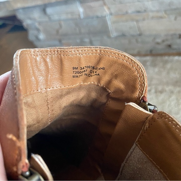 Frye Judith Whisky Brown Cognac Leather Ankle Booties Heeled Boots Dual Zipper:9 - Picture 7 of 13